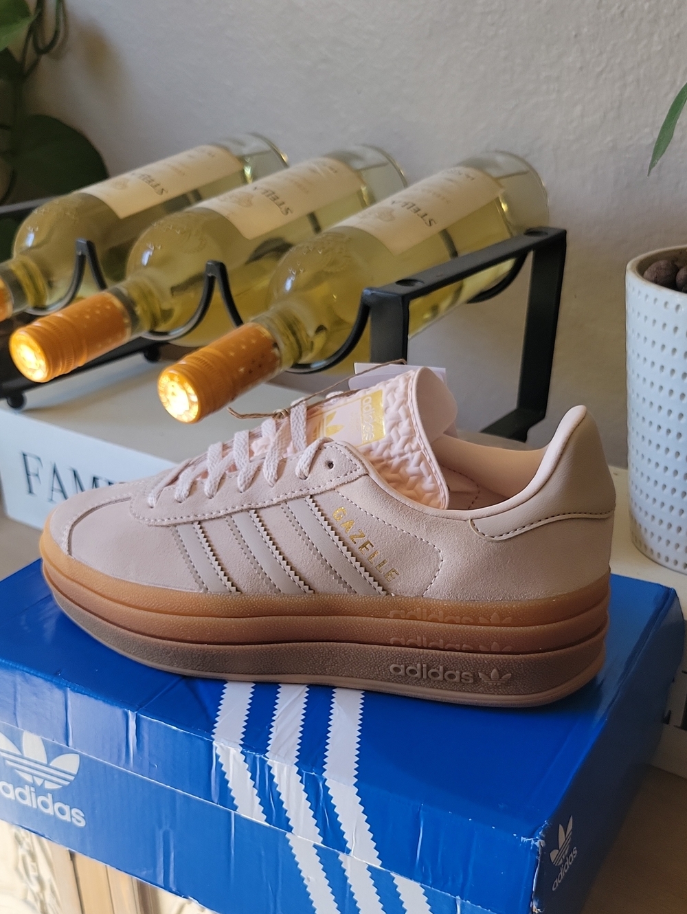 adidas Originals Gazelle Platform Sneakers - Blush Pink with Tan Platform